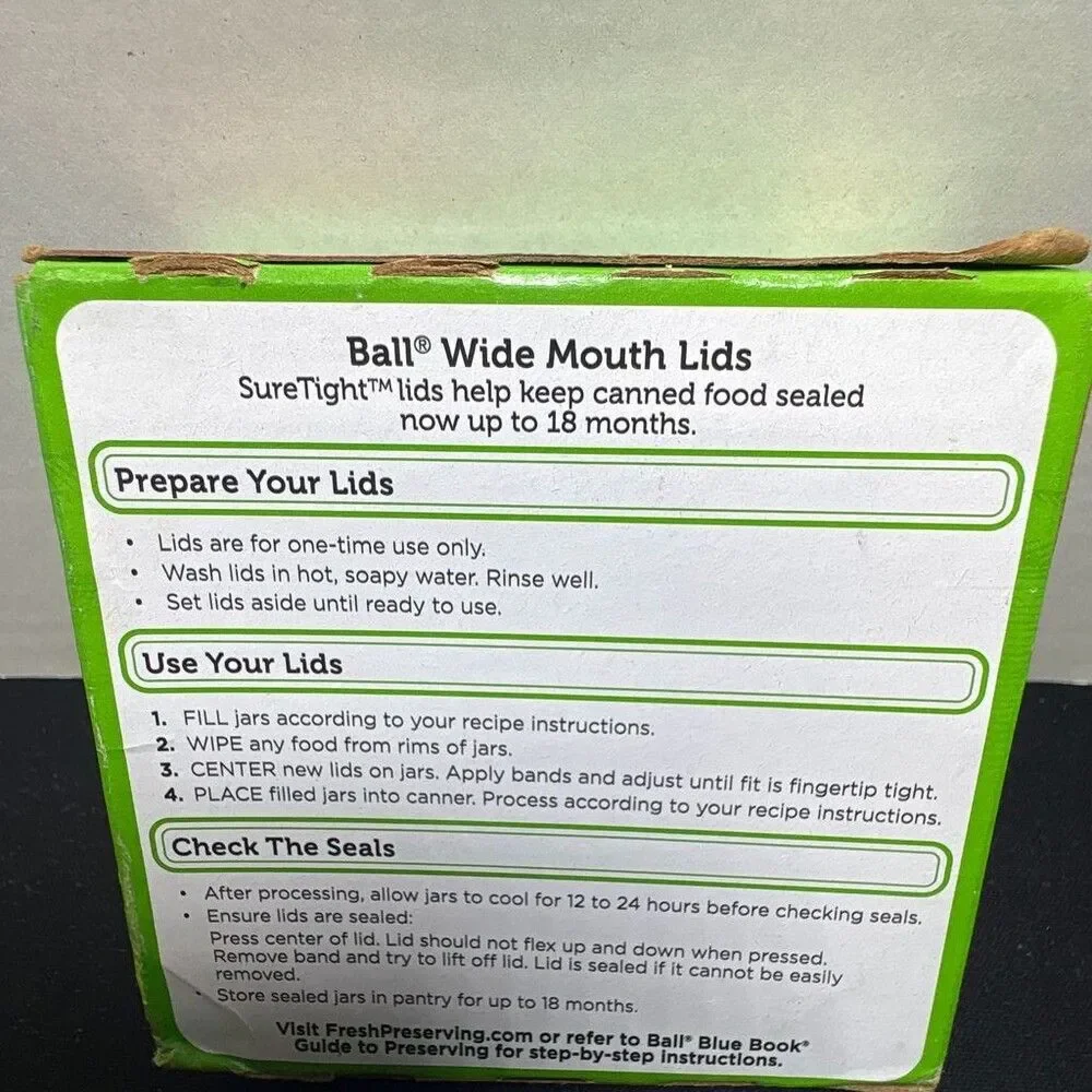 Ball SureTight Wide Mouth 12 Pack BPA Free Made in USA Canning Lids